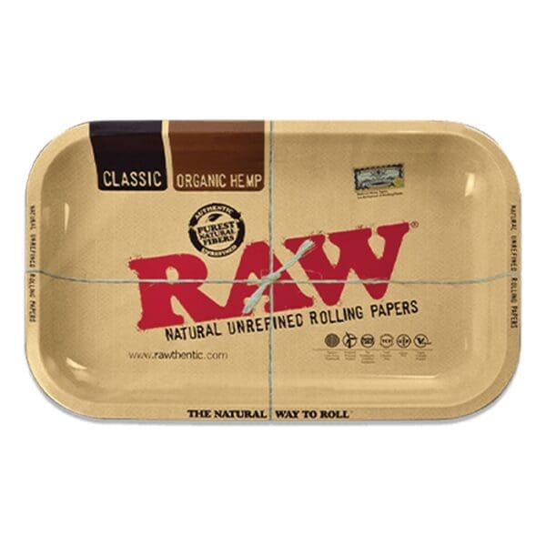 RAW organic hemp rolling papers tray.