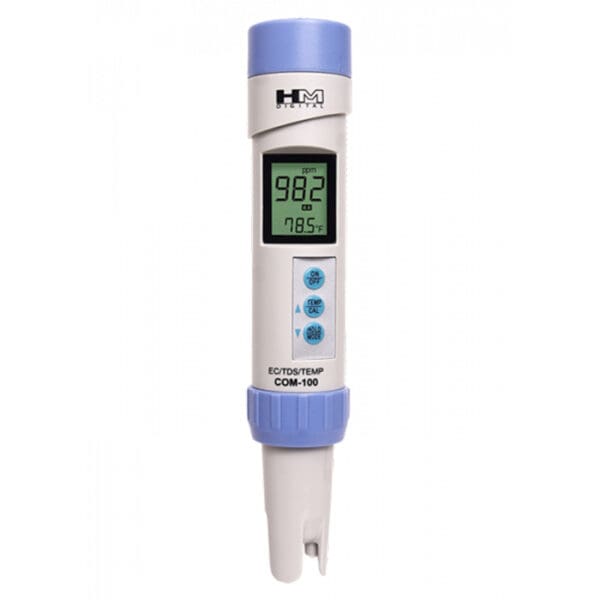 Digital conductivity and temperature meter.