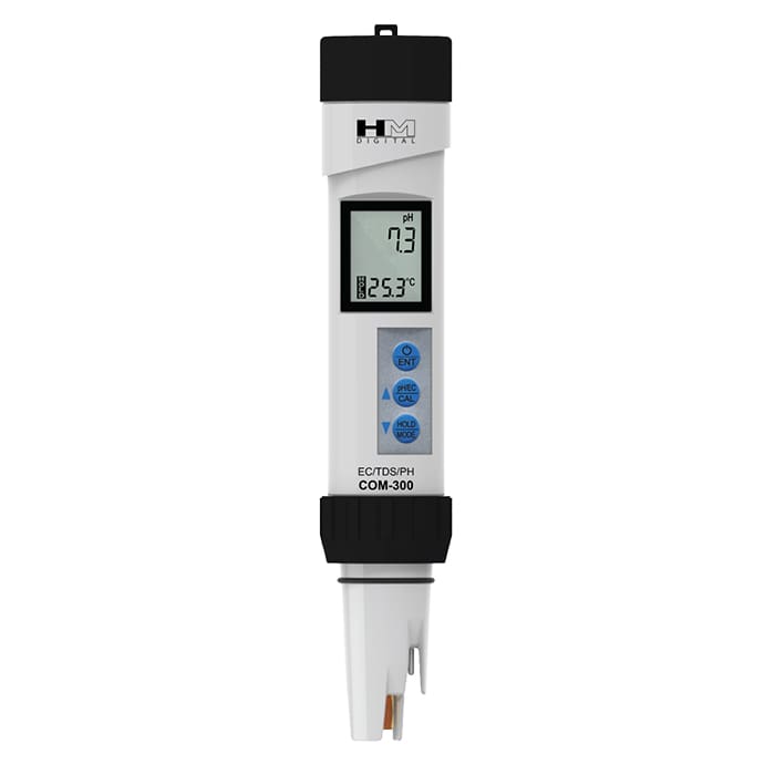 Digital pH and temperature meter device.