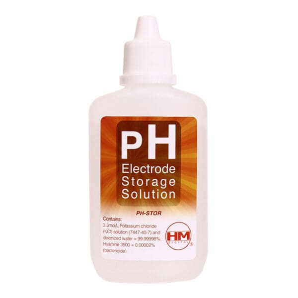 PH Electrode Storage Solution in plastic bottle.