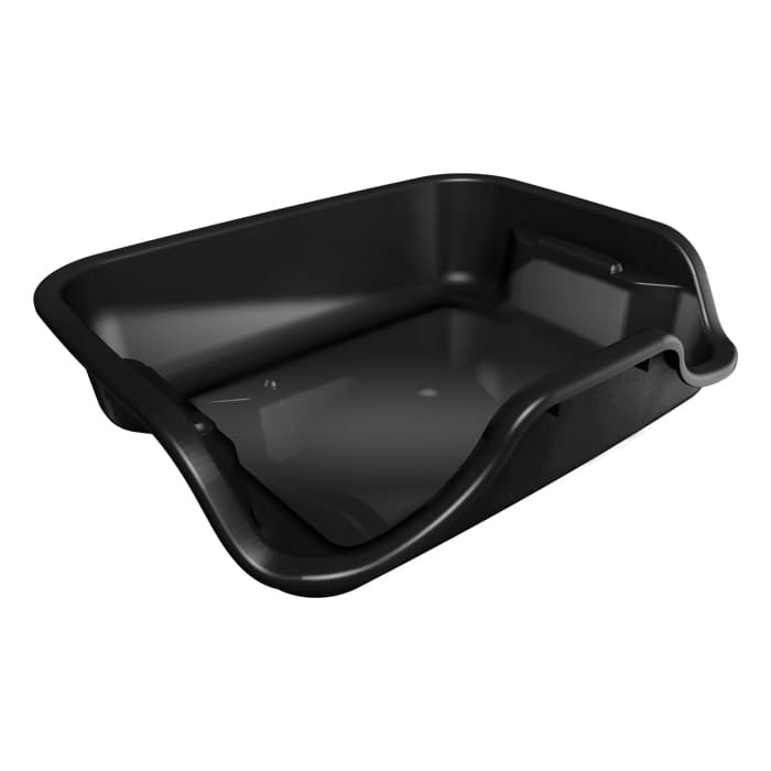 Black plastic tray for various uses.