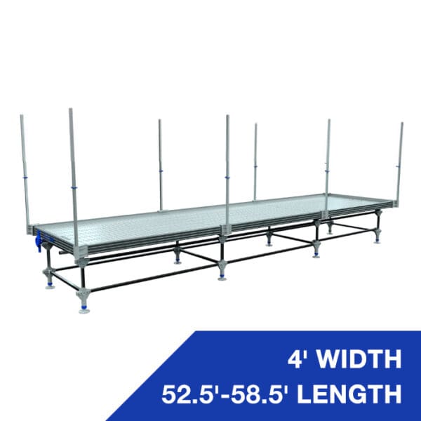 Scaffolding platform with adjustable length and width.