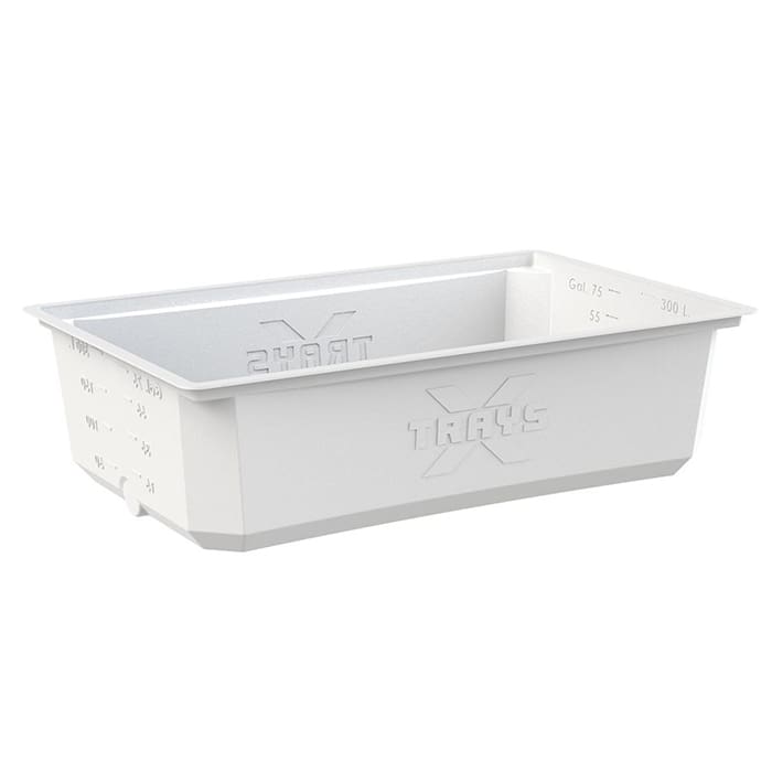 White rectangular container with measurement markings.