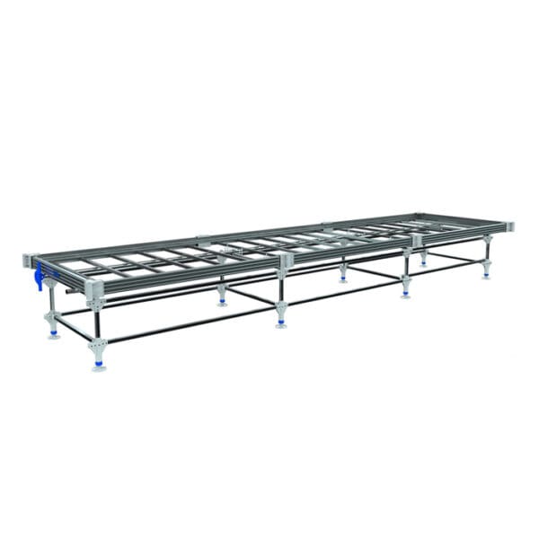 Metal bed frame in a minimalistic design.