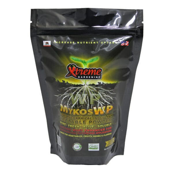 Xtreme Gardening MykosWP root enhancer powder package.