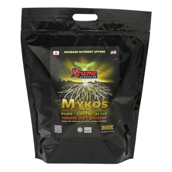 Organic root enhancer Mykos packaging.