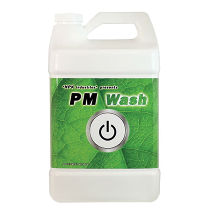 Bottle of PM Wash for plant care.