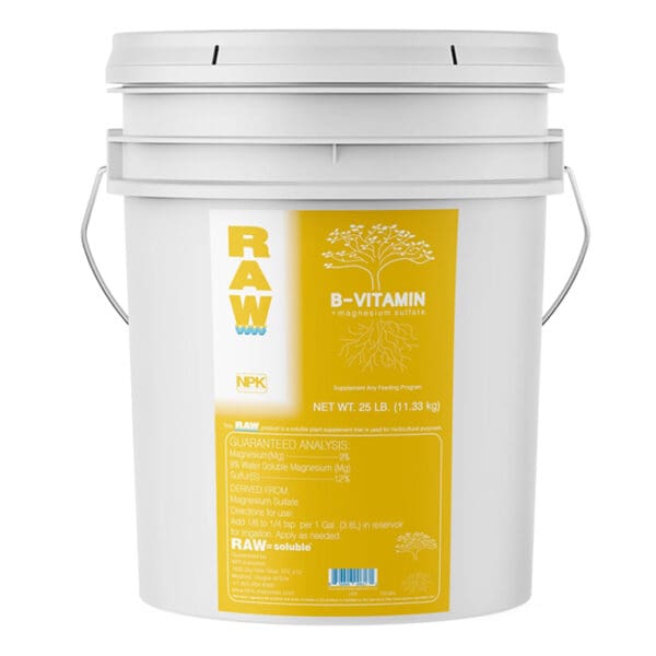 B-vitamin magnesium sulfate fertilizer in bucket.