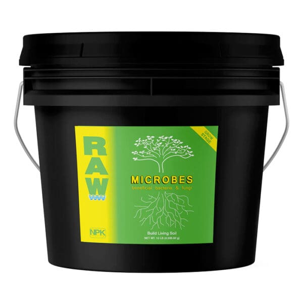 Black bucket of beneficial microbes for soil.