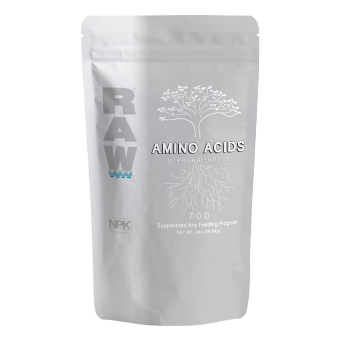 Raw amino acids supplement packaging.