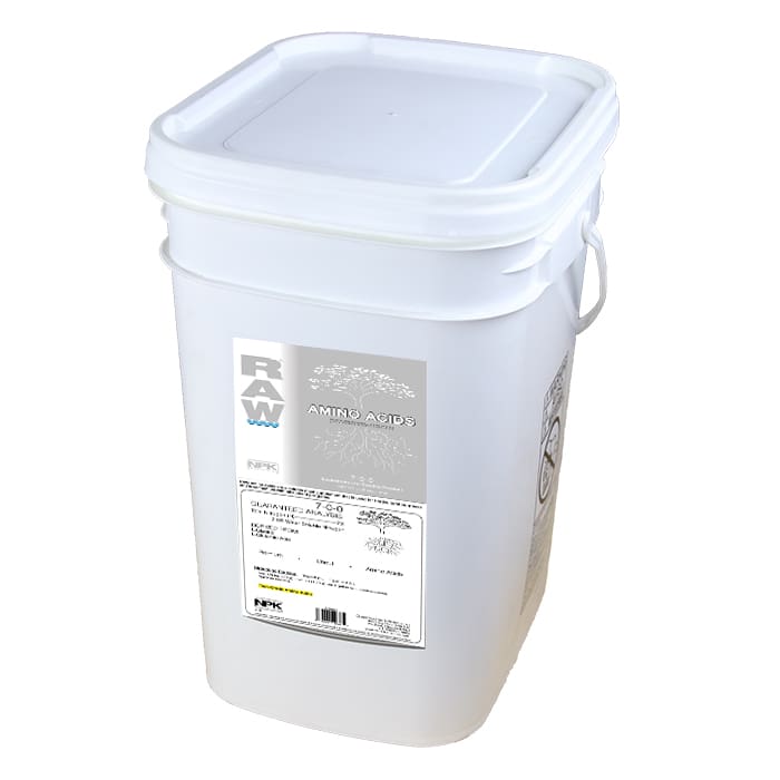 White bucket labeled "Amino Acids."