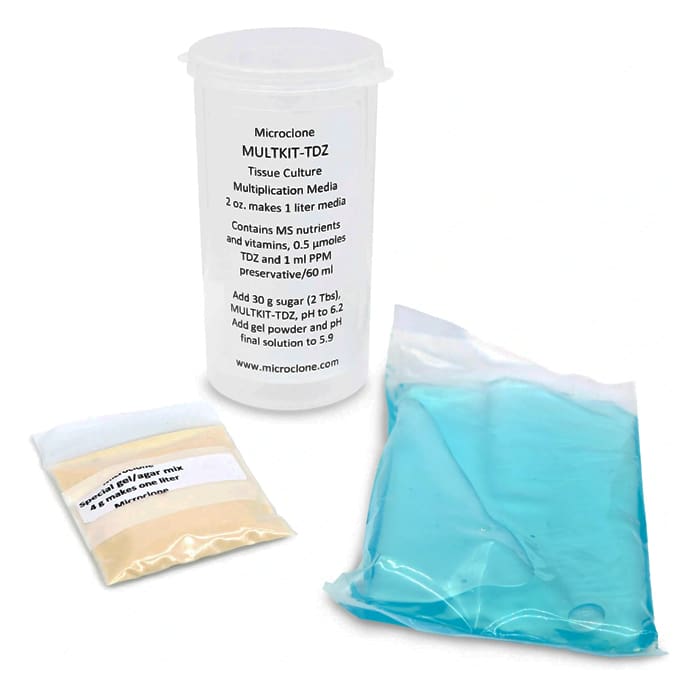 Tissue culture media kit with instructions and ingredients.