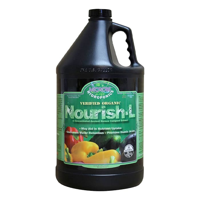 Organic nutrient solution in a large jug.