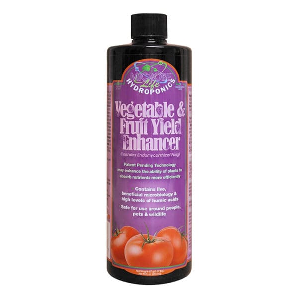 Vegetable and fruit yield enhancer bottle.