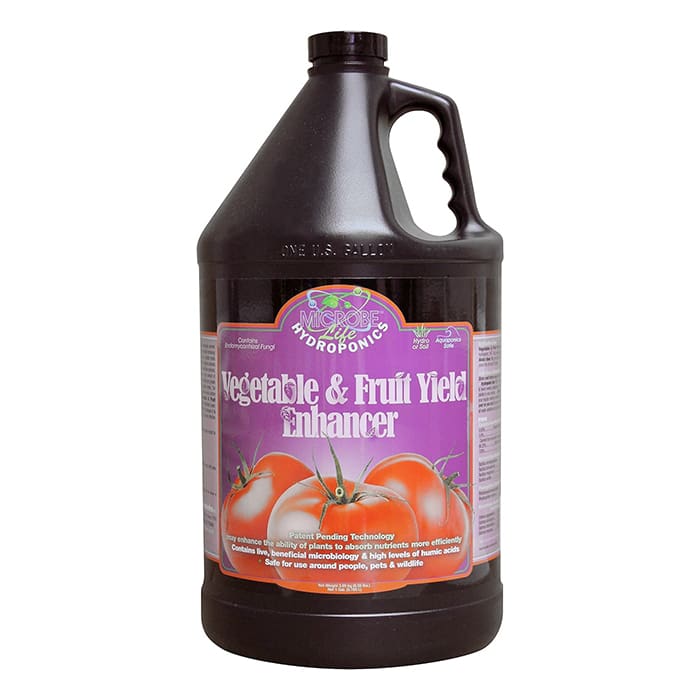 Vegetable and fruit yield enhancer gallon container.