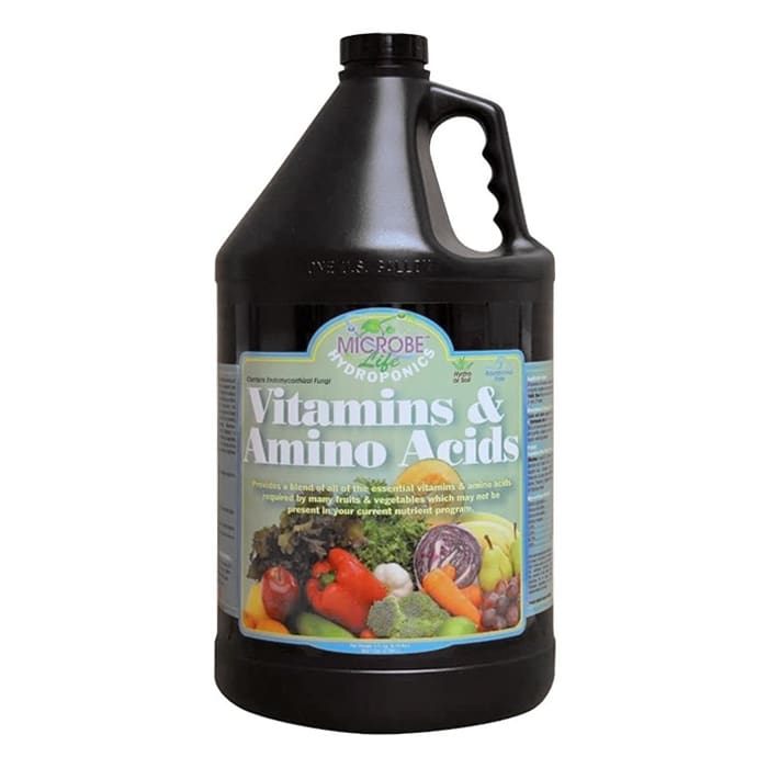 Gallon jug of vitamins and amino acids.