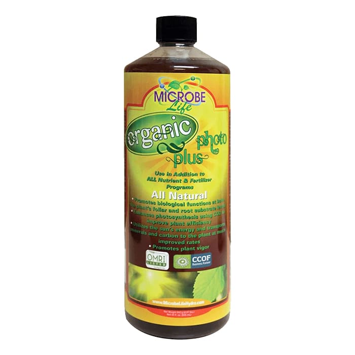 Organic plant nutrient supplement bottle.