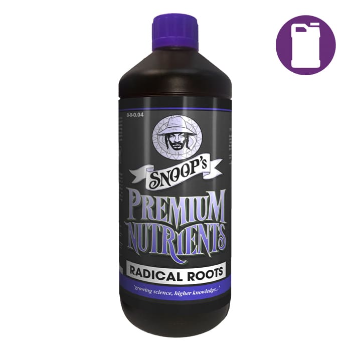 Snoops Premium Nutrients Radical Roots bottle.