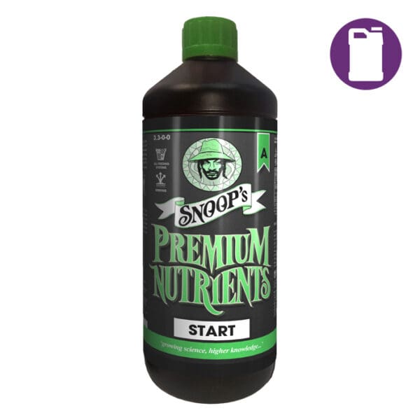 Snoop's Premium Nutrients bottle labeled "Start."