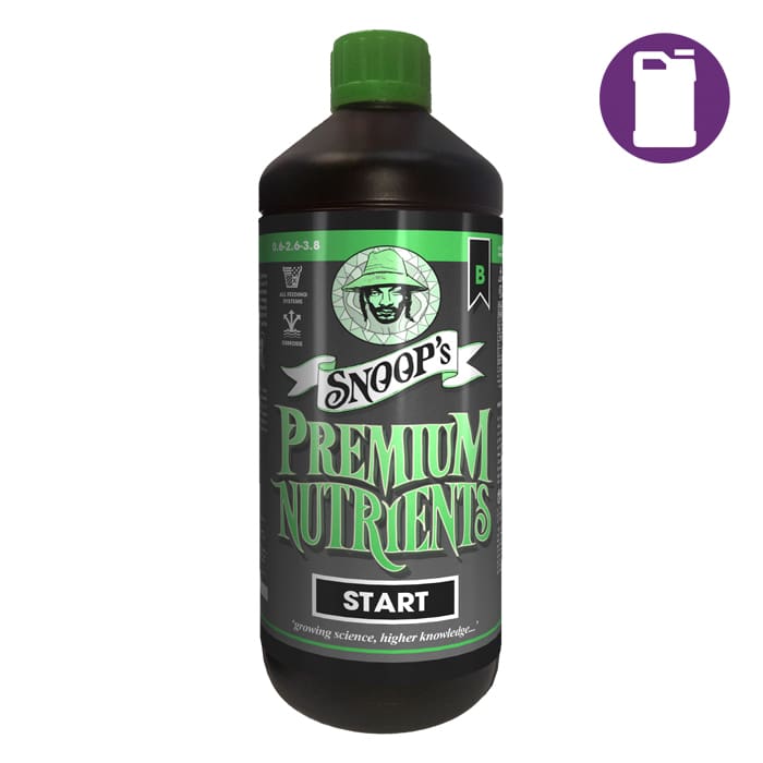 Snoop's Premium Nutrients bottle labeled "START."