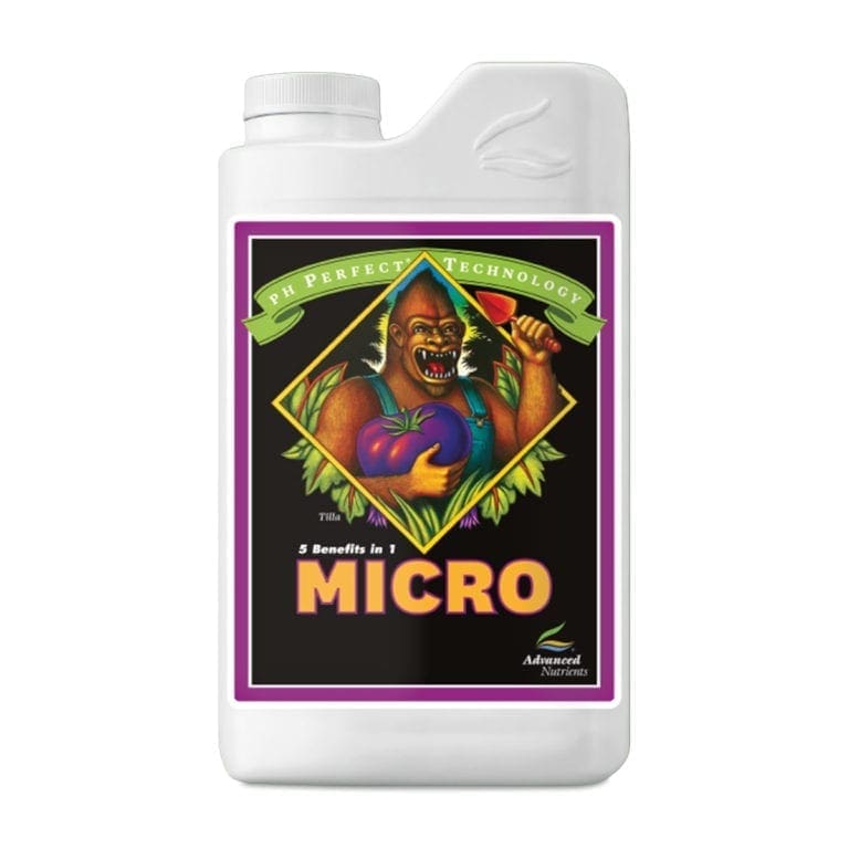 Bottle of plant nutrient labeled "Micro."