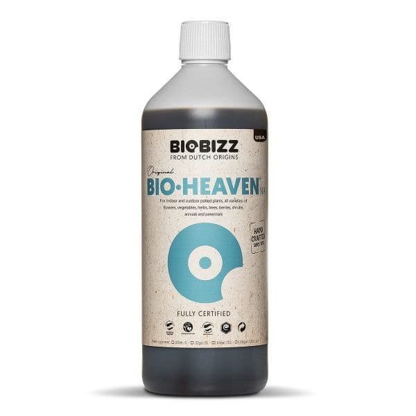 BioBizz Bio-Heaven plant nutrient bottle.