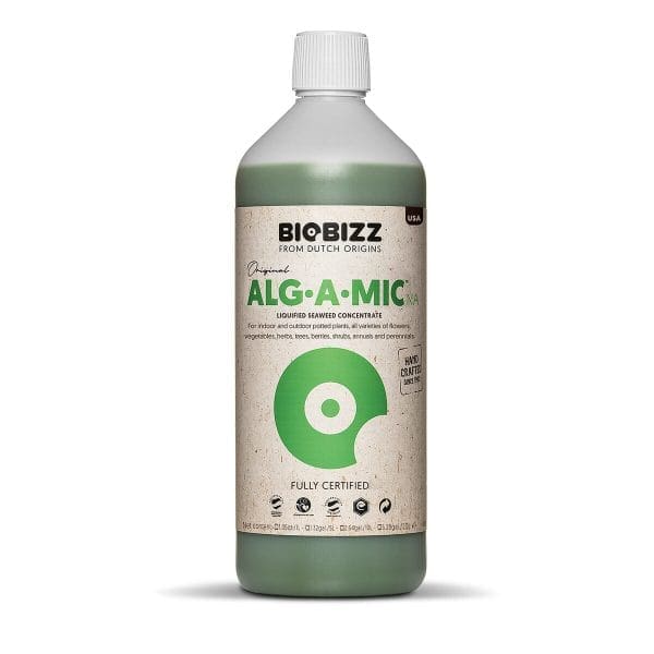 Green liquid fertilizer in a bottle.