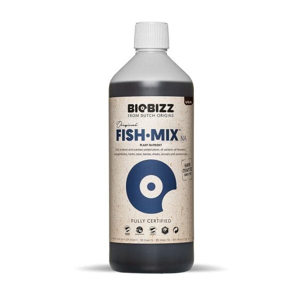 Organic Fish-Mix plant nutrient in bottle.