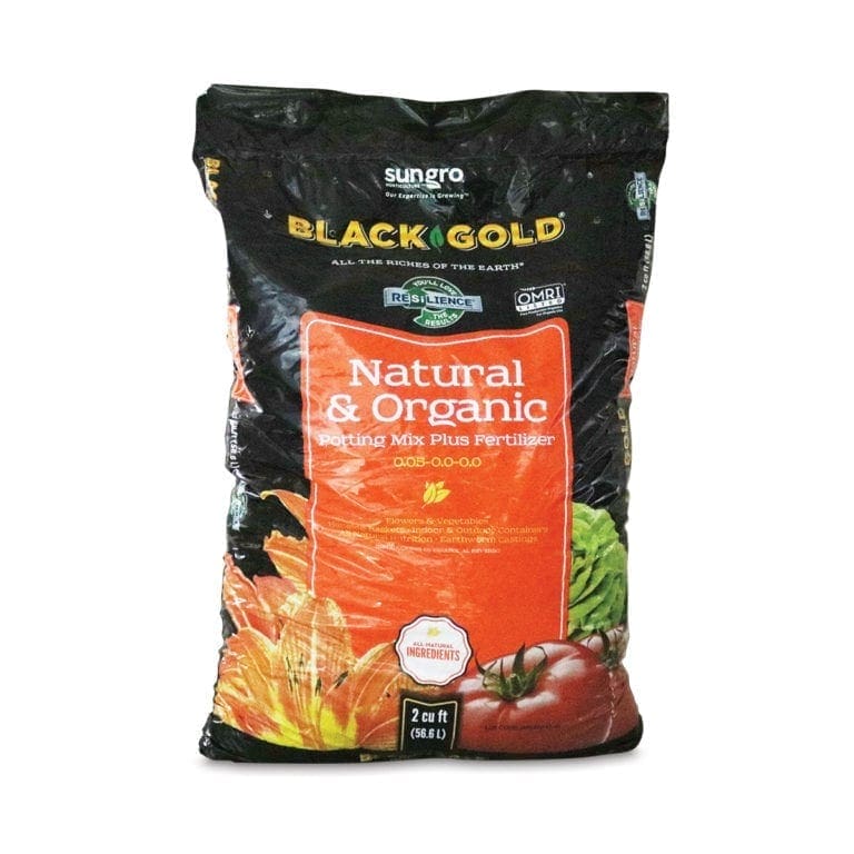 Natural and organic potting mix fertilizer bag.