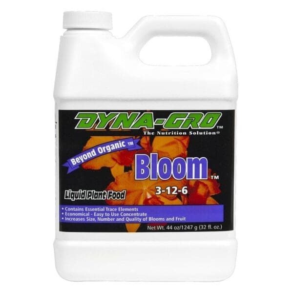 Dyna-Gro Bloom liquid plant food container.