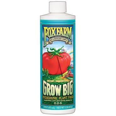 FoxFarm Grow Big hydroponic plant food bottle.