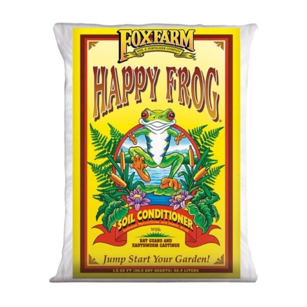 Happy Frog soil conditioner packaging design.