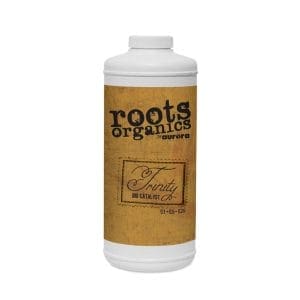 Organic nutrient bottle from Roots Organics.