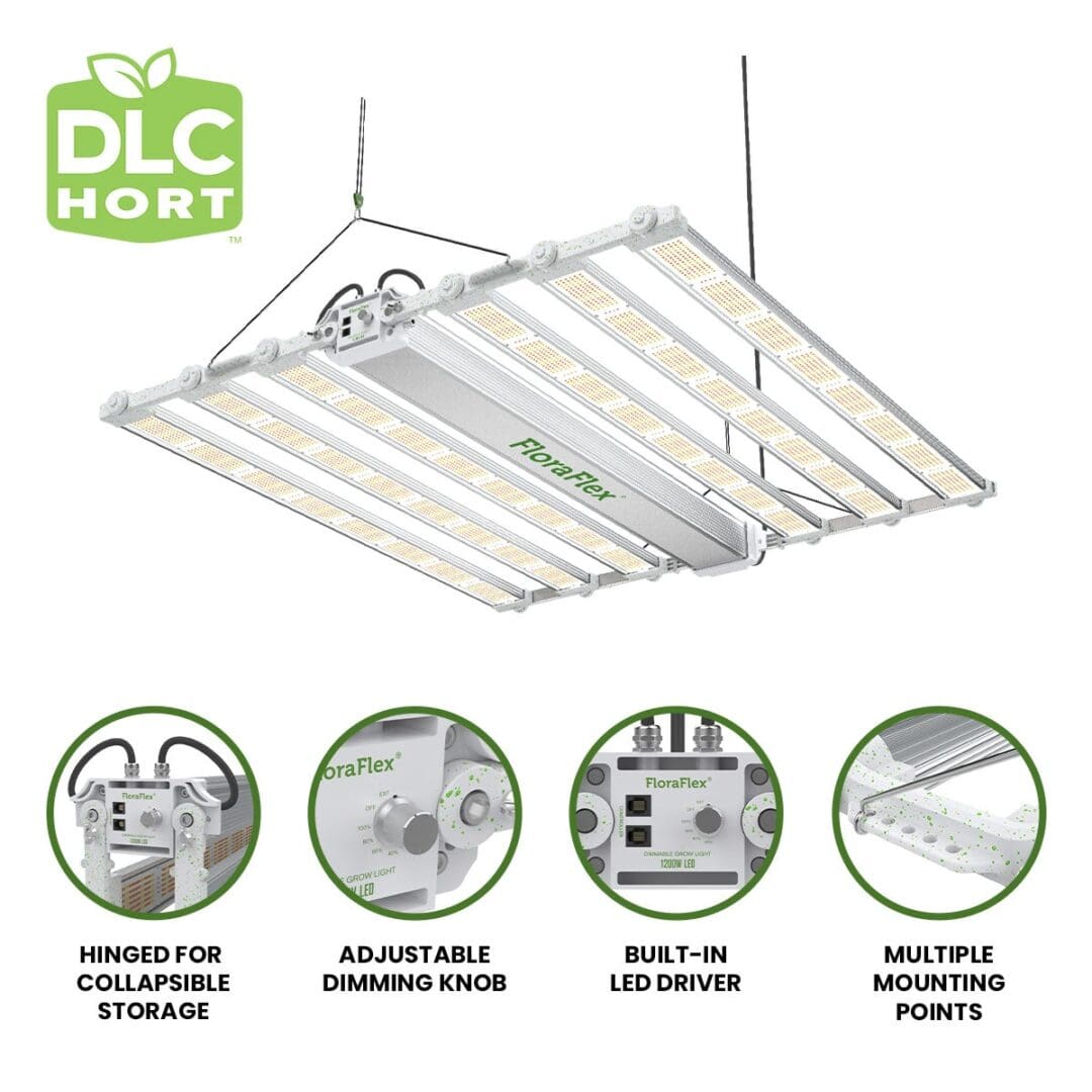 LED grow light with adjustable features.