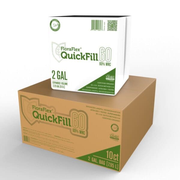 FloraFlex QuickFill packaging for gardening supplies.