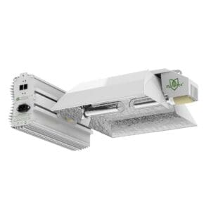 Fluorescent grow light system with reflector.