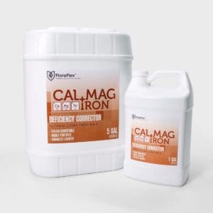 Cal-Mag Iron nutrient supplement containers.