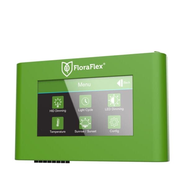 Green device with digital control panel display.