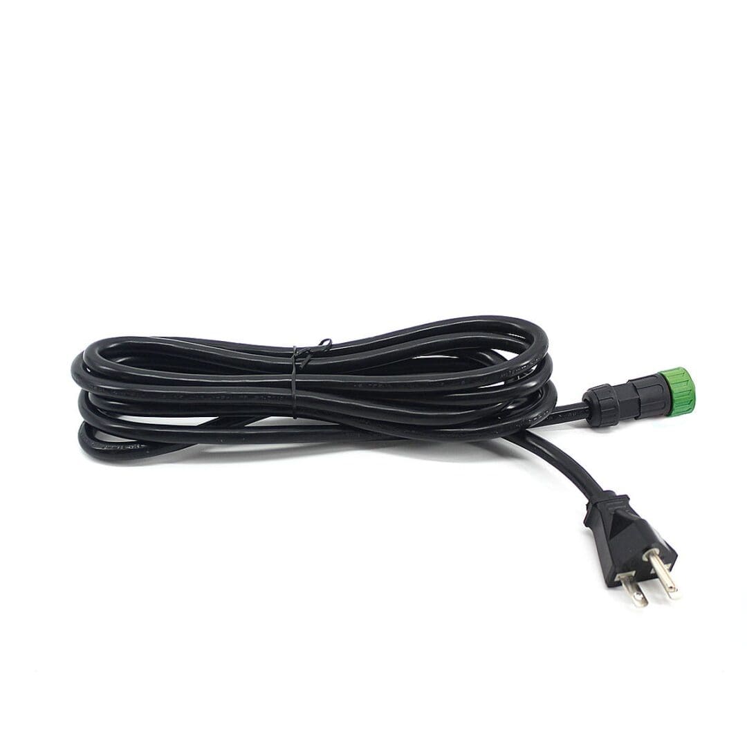 Black electrical power cord with connectors.