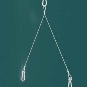 Suspended cables with clips from ceiling.