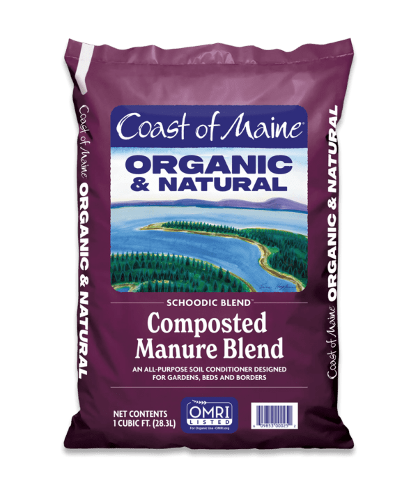 Composted manure blend soil conditioner bag.