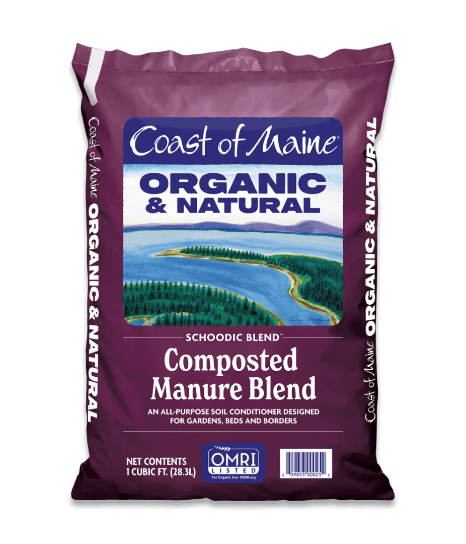 Composted manure blend soil conditioner bag.